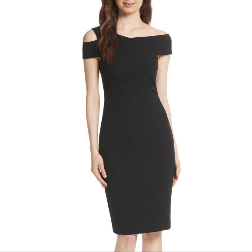 Ted Baker Black Yandal Asymmetric Bodycon Dress - Picture 1 of 14